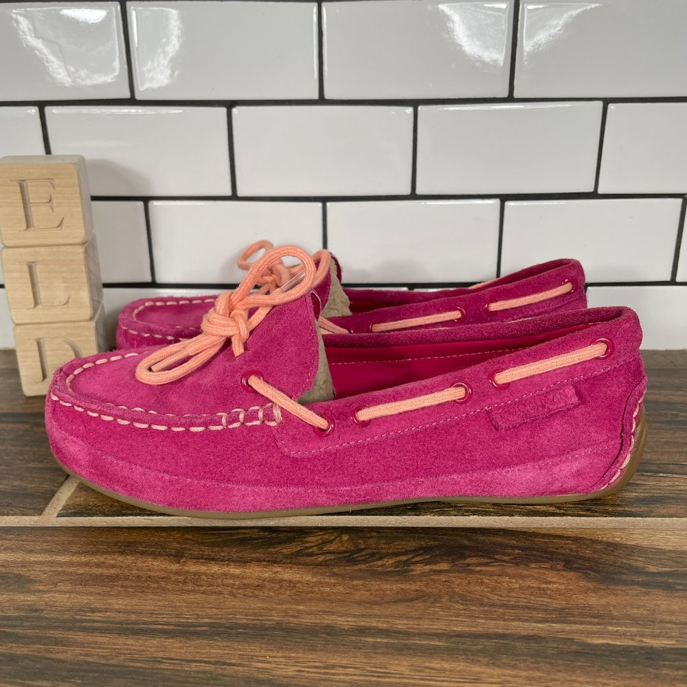 Cole Haan Grant Driver Youth Girl's Size 3.5 Shoes Pink Suede Grand OS Moccasin